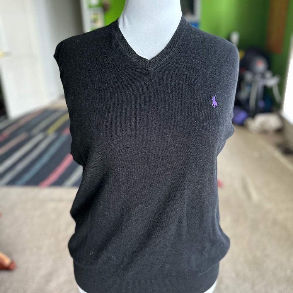 Ralph Lauren Black V Neck Sweater Vest